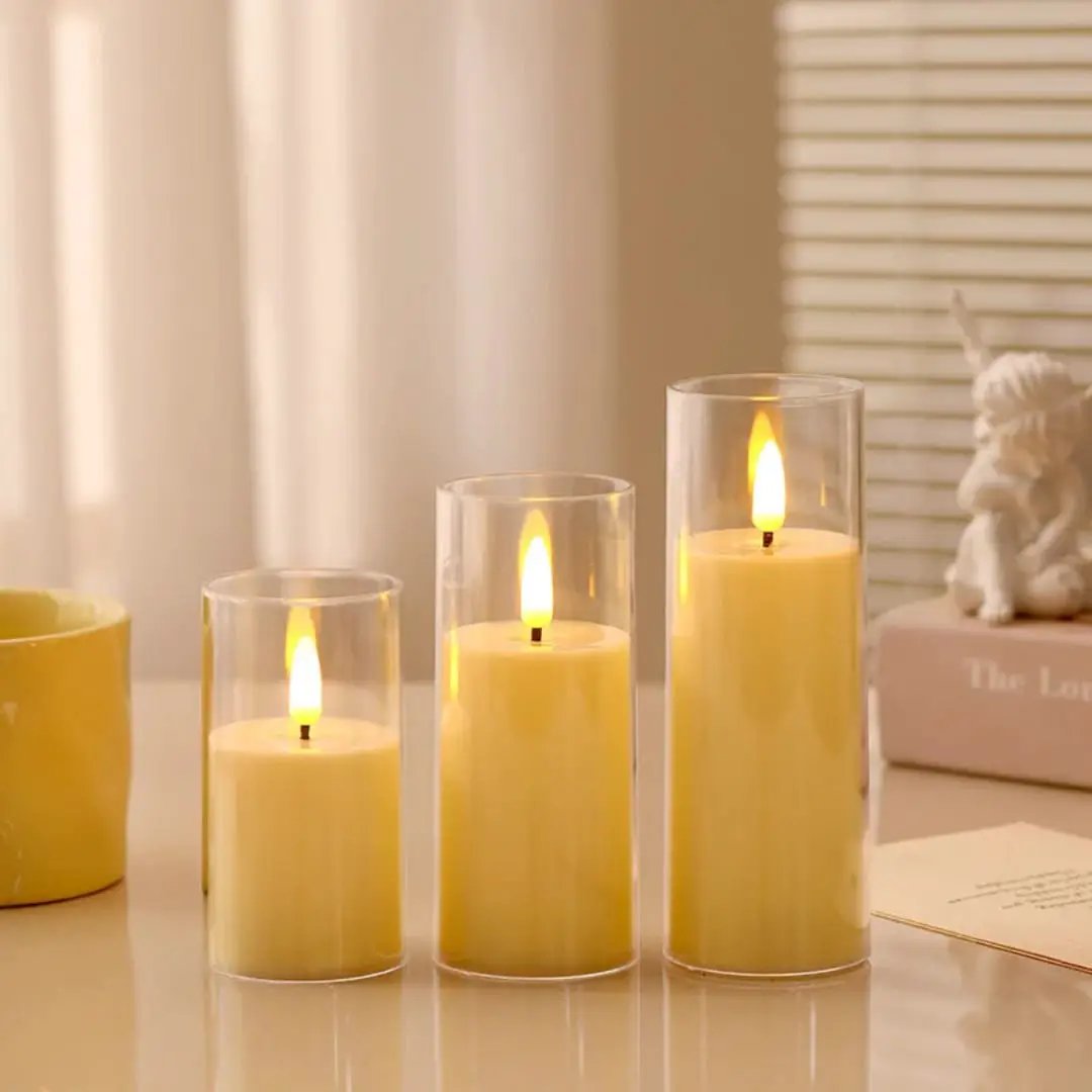 3pcs LED Glass Candle Set with Remote Flameless candle Flameless Candles