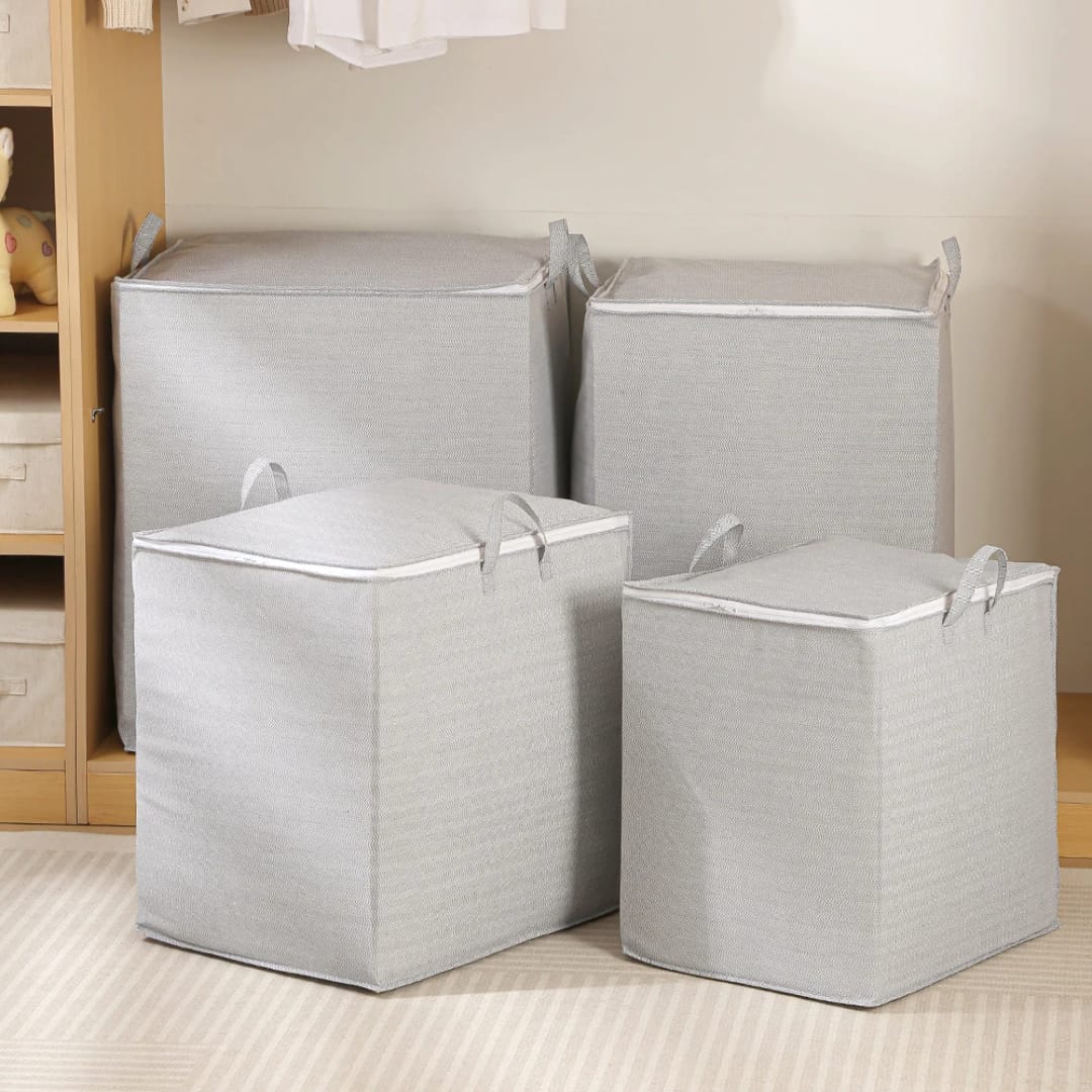 Foldable Fabric Storage Bins with Lids Set of 4 for Laundry, Toys, or Closet Organization- Furaha Finds Kenya