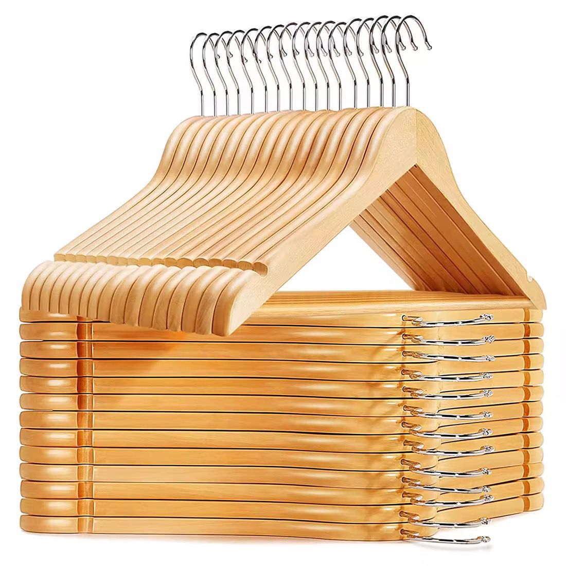 10pcs Wooden Clothes Hangers Heavy Duty Non-Slip Wardrobe Organizer