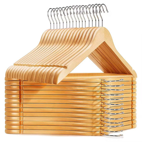 10pcs Wooden Clothes Hangers Heavy Duty Non-Slip Wardrobe Organizer