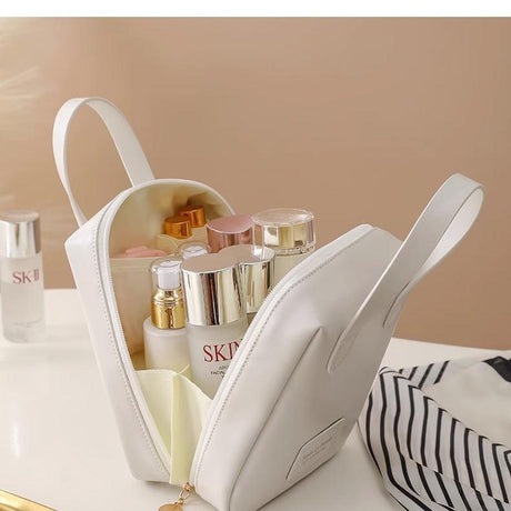 Portable Large Capacity PU Shell Makeup & Toiletry Bag Waterproof