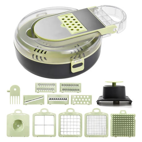 Multi Functional 9pcs Vegetable Chopper Cutter Green PP Kitchen Prep Set- Furaha Finds Kenya