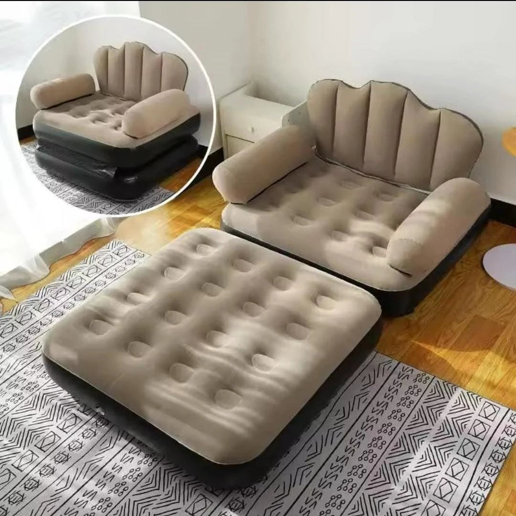 5 in 1 Inflatable Couch Lazy Sofa Bed with L-Shaped Armrest and Pull-Out Design Lazy sofa Furniture