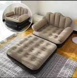 5 in 1 Inflatable Couch Lazy Sofa Bed with L-Shaped Armrest and Pull-Out Design