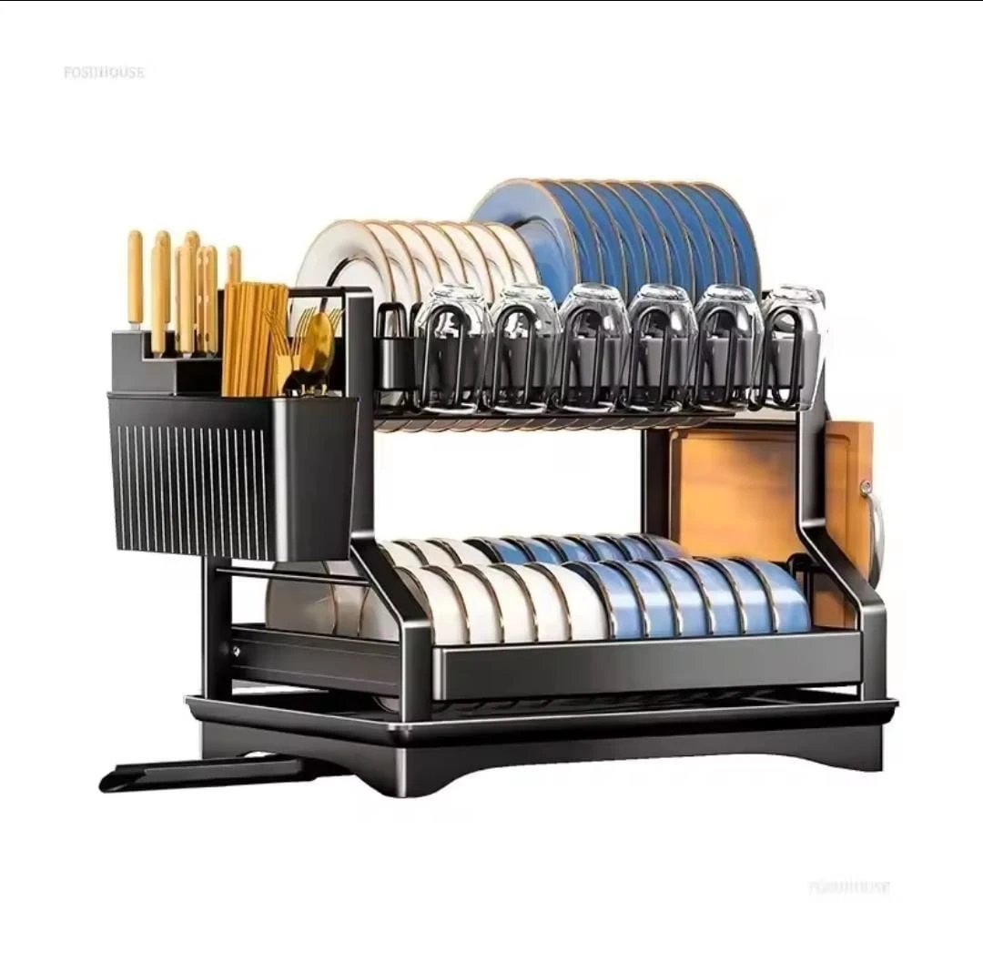 Quality Carbon 2-Tier Dish Rack – White Kitchen Rack Dish Racks