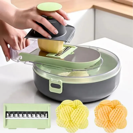 Multi Functional 9pcs Vegetable Chopper Cutter Green PP Kitchen Prep Set- Furaha Finds Kenya