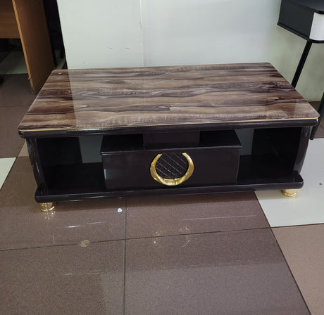 Product Title Modern Rectangular Coffee Table with Drawer and Marble-Look Top