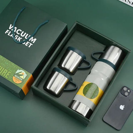 4-in-1 Premium Vacuum Flask Gift Set with Extra Cups – 680ml Capacity- Furaha Finds Kenya