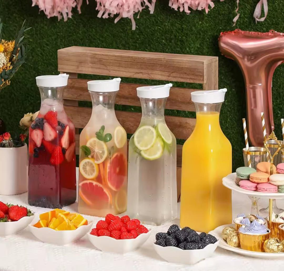 Multipurpose Square Pitcher Jars – 1600ml and 1100ml Transparent Design