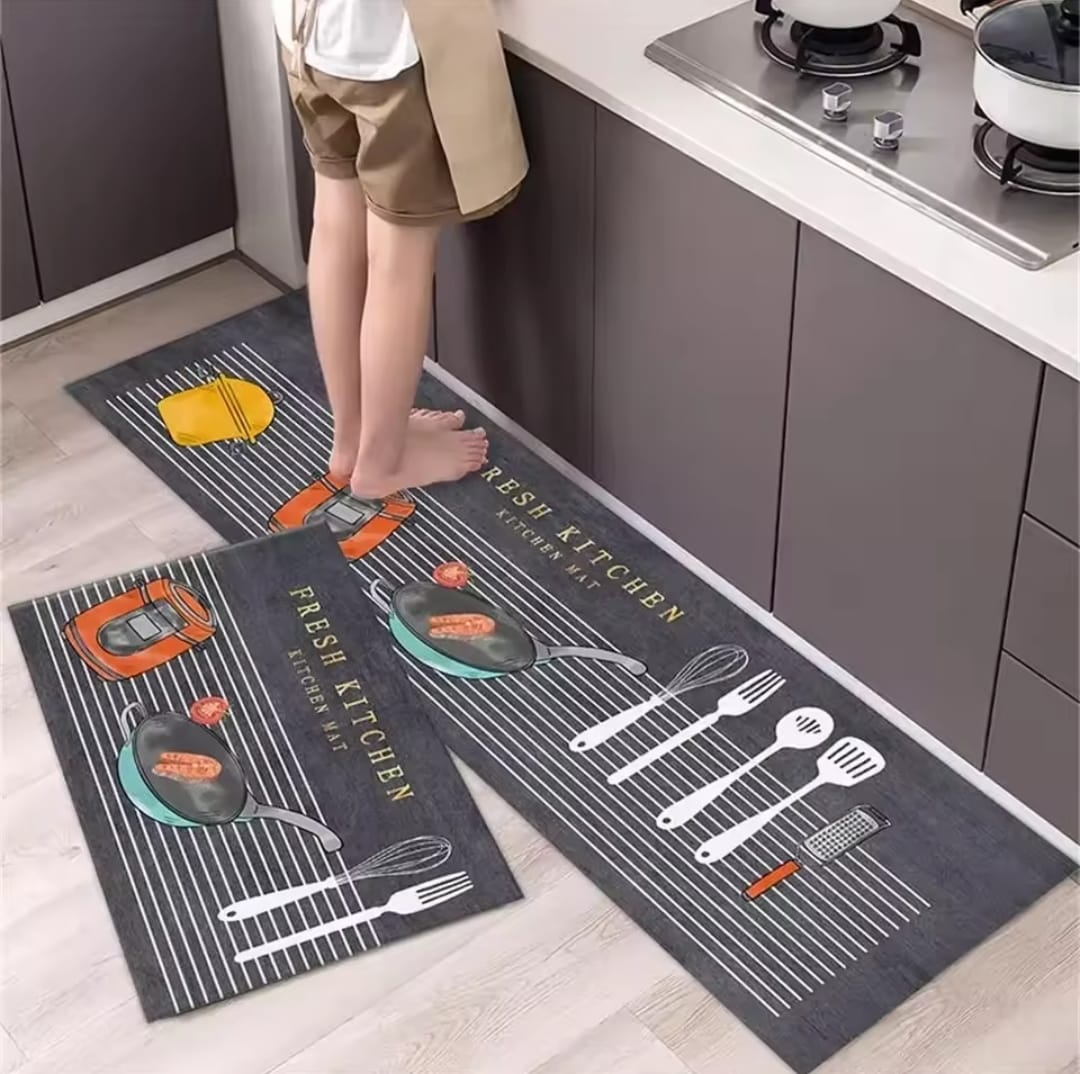 2pc Kitchen Anti-slip Mats Set Big 120x40cm Medium 60x40cm- Furaha Finds Kenya