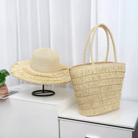 Straw Woven Beach Bag and Hat Set Beach bag Beach Bags