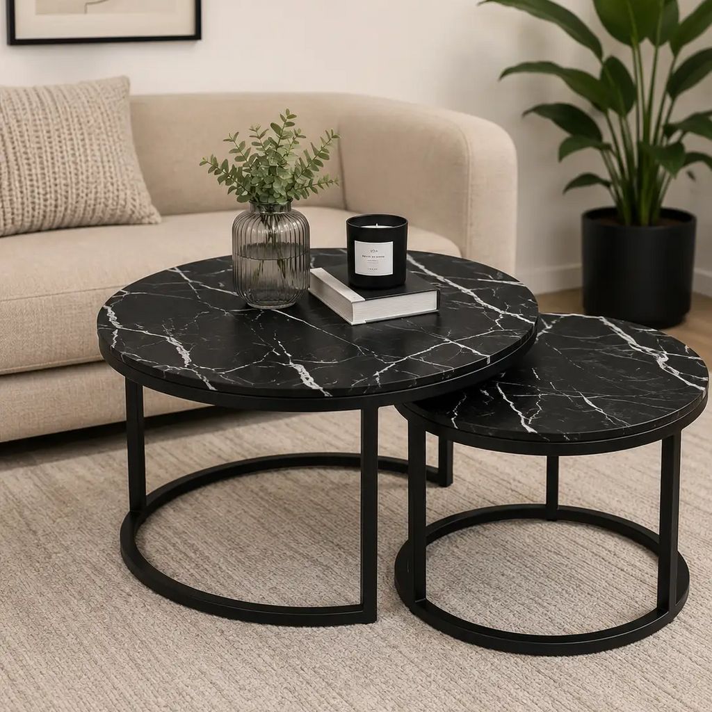 Modern Marble Nesting Coffee Table Set