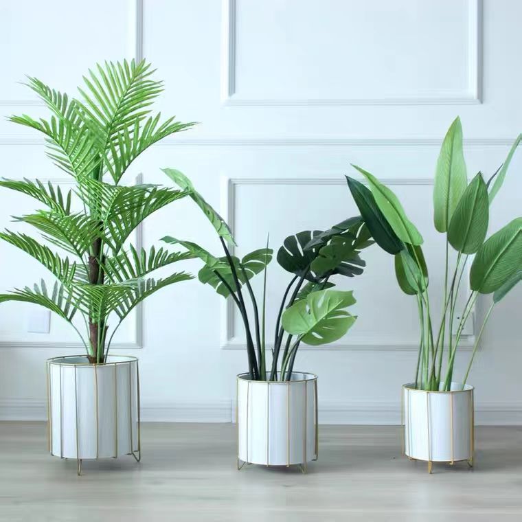3pcs Floor Standing Flower Pot Set – Black and White