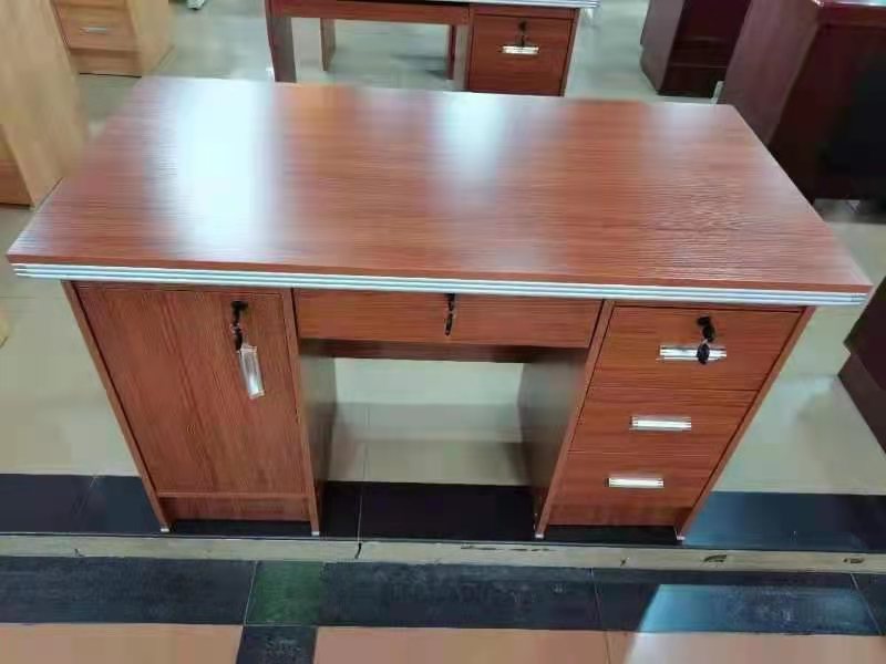 Executive Office Desk Lockable Wooden Workstation with Side Cabinets & Drawers