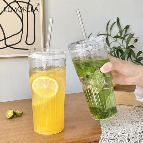 650ml Glass Tumbler with Straw Spill-Proof, Built-In Sealing Ring, for Hot & Cold Drinks.- Furaha Finds Kenya