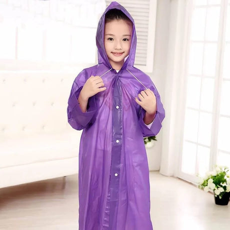 Children Hooded EVA Raincoat Long Waterproof Design