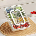 10-Compartment Clear Fridge Storage Box with Lid & Carry Handle Food Storage Containers
