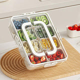 10-Compartment Clear Fridge Storage Box with Lid & Carry Handle Food Storage Containers