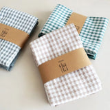 Checked Waffle Weave Kitchen Towels Set of 3 Soft and Absorbent
