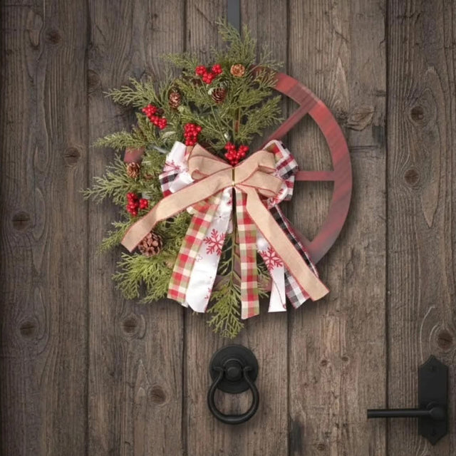40cm Rustic Christmas Wheel Wreath Christmas Wreaths Wreaths & Garlands