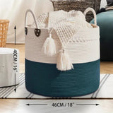 Cotton Rope Basket - Large Storage Basket with Handles