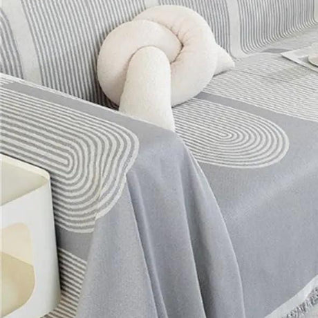 Chenille Jacquard Sofa Cover with Tassel Slipcovers