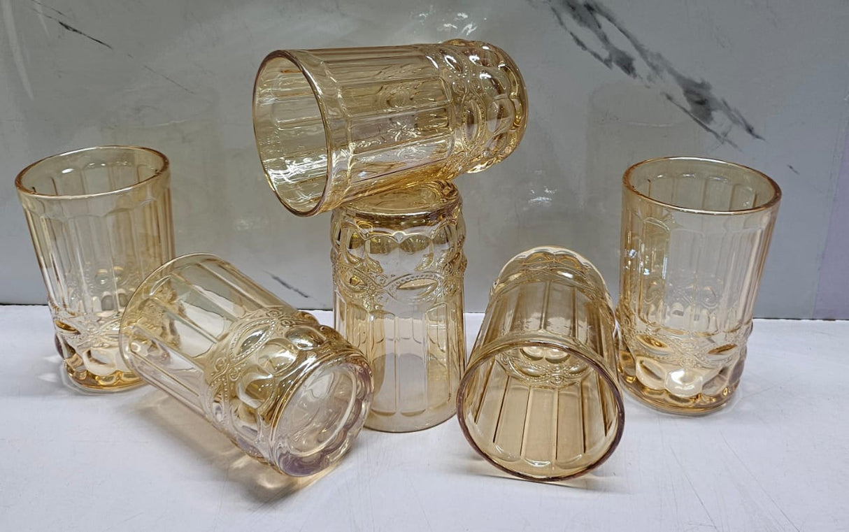 Coloured Heavy Gauge Thick Water Glass Set of 6pcs 260ml
