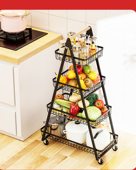 4 Layers Multifunctional Metallic Storage Rack with Wheels-Furaha Finds