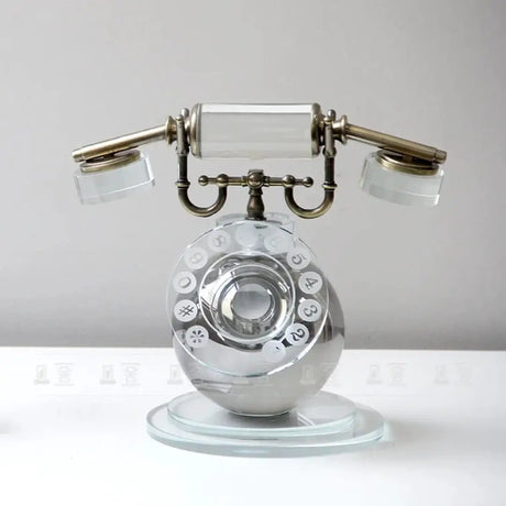 Retro Crystal Desktop Telephone Ornament Decor Figurines