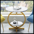2-Layer Marble Effect Minimalist Side Table – Living Room, Bedside, or Balcony Coffee Table- Furaha Finds Kenya