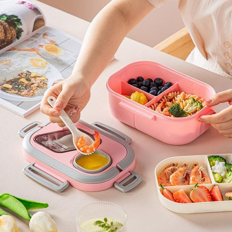 Double Layer 1400ml Lunch Box with Cutlery Set – Leak-Proof & Microwave Safe- Furaha Finds Kenya