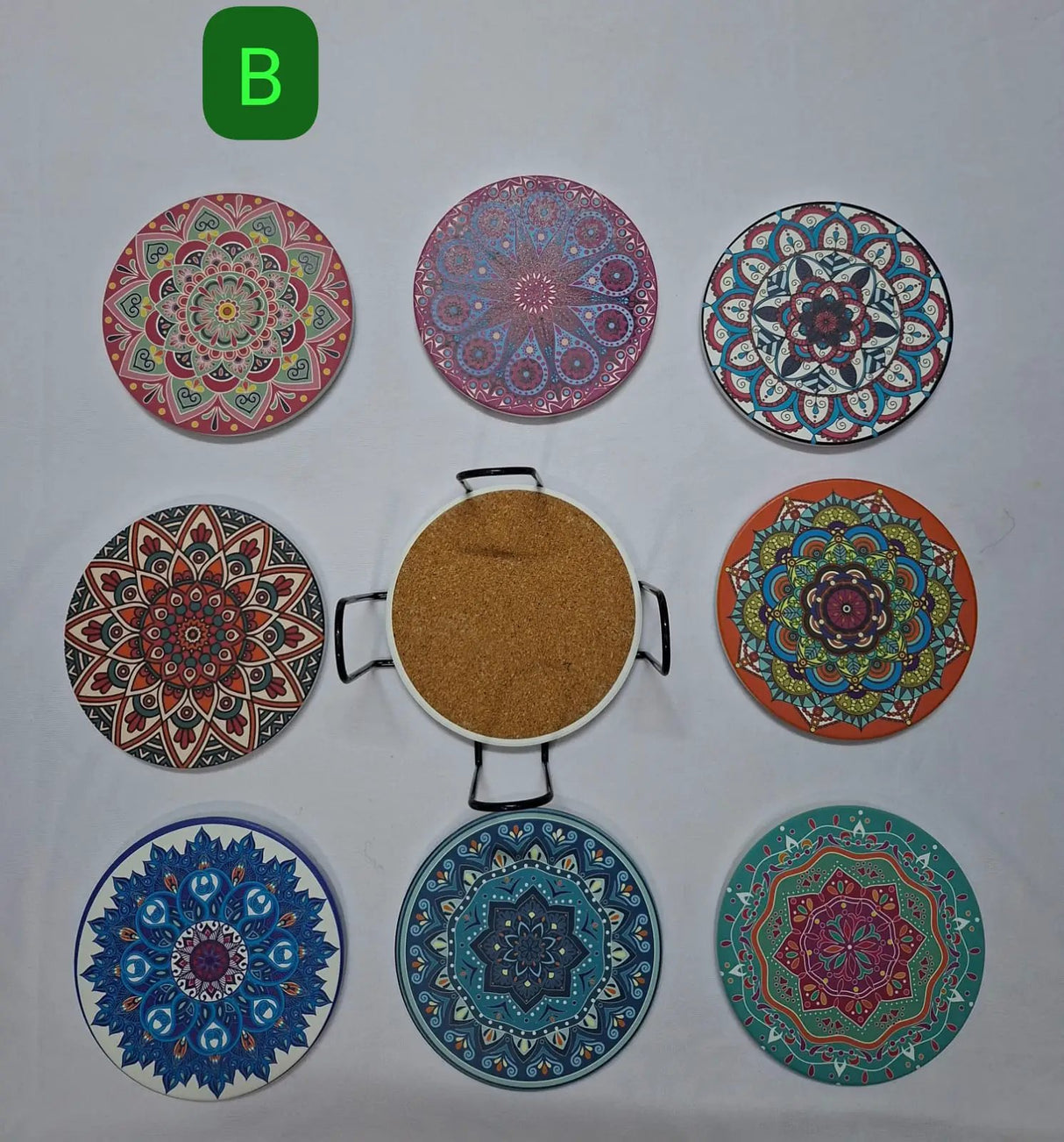 8Pcs Ethnic Style Ceramic Coasters Ceramic coaster Coasters
