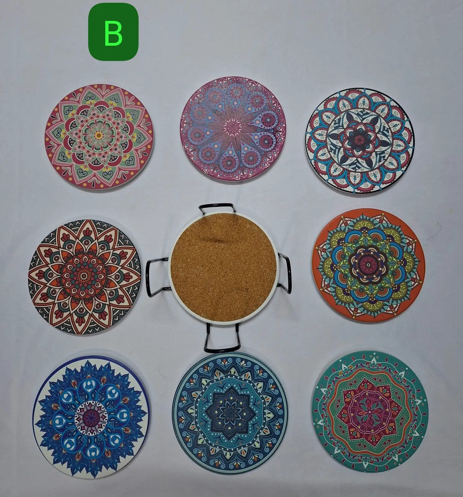 8Pcs Ethnic Style Ceramic Coasters Ceramic coaster Coasters