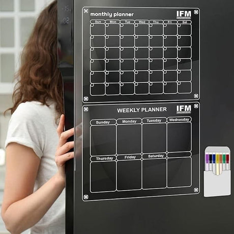 2pcs Magnetic Monthly and Weekly Fridge Planner Set – Acrylic 40 × 30 cm