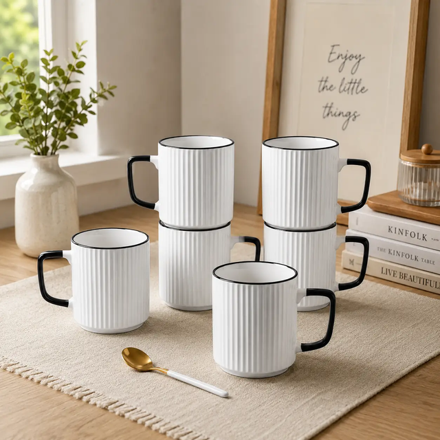 Japanese Ceramic Mugs Set of 6 Kitchen & Dining Mugs