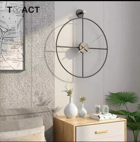 Luxury Single-Ring Open-Face Wall Clock 60cm Ultra-Minimalist Metal Gold Black Home & Garden Wall Clocks