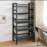 Big Size Heavy Duty Carbon Coated Multipurpose 5-Layer Rack with Wheels
