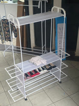 Clothing Rack with Wheels and 3 Metal Shelves