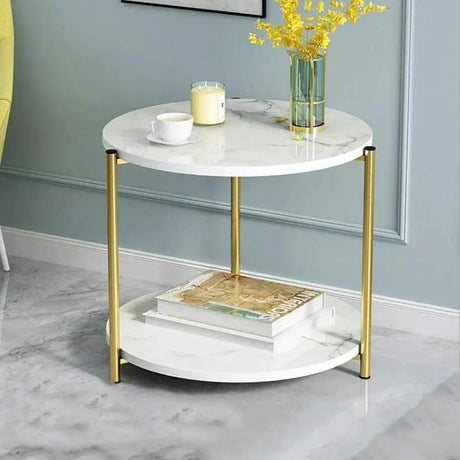 Marble Textured Side Stool Glass Top Set ( comes as one) Furniture End Tables