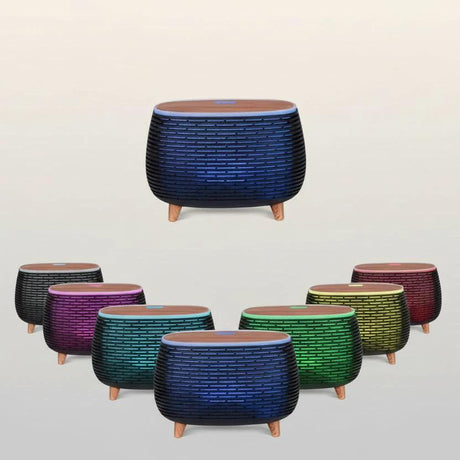 7 Colors Wood Grain Ultrasonic Aromatherapy Diffuser 400ml with Remote Colour light Ultrasonic Diffusers