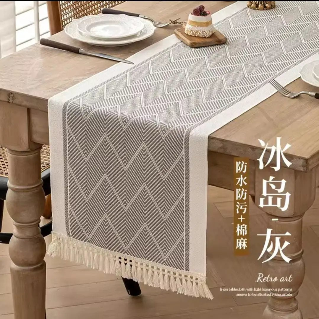 Geometric Tassel Table Runner Table runner Table Runners