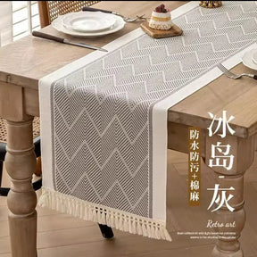 Geometric Tassel Table Runner Table runner Table Runners