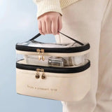 Double Layer PU Leather & PVC Cosmetic Bag Cosmetic Bags & Cases Cosmetic & Toiletry Bags