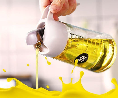 Non Slip Oil Vinegar Dispenser 650ml Leak proof Glass Cruet with Automatic Cap and Stopper.- Furaha Finds Kenya