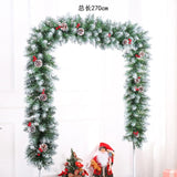 2.7M Decorated Christmas Garland – With Pine Cones, Red Berries, and Snow Tips