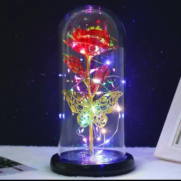 LED Rose Light with Butterfly + LED Strings