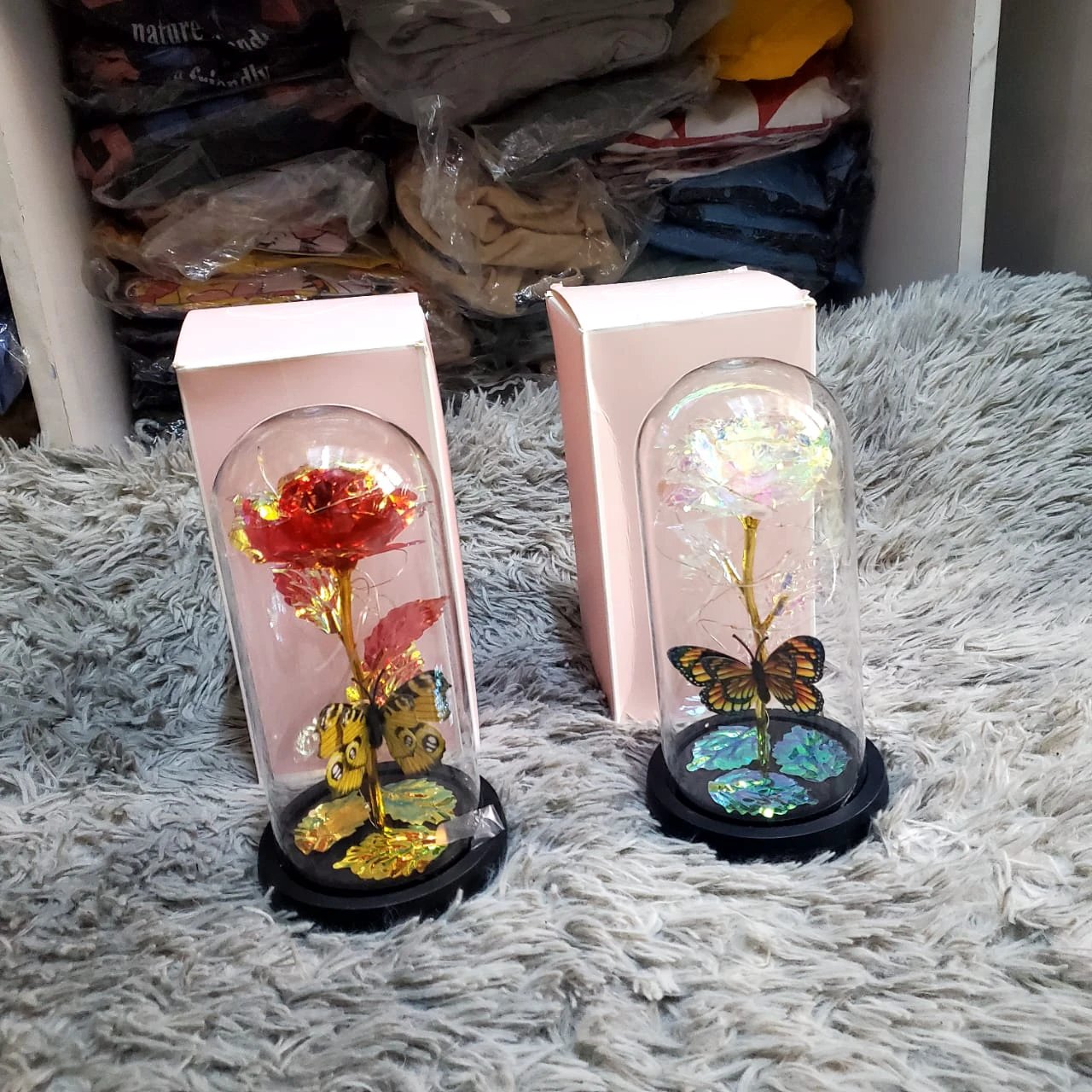 LED Rose Light with Butterfly + LED Strings Home Decor Night Lights & Ambient Lighting
