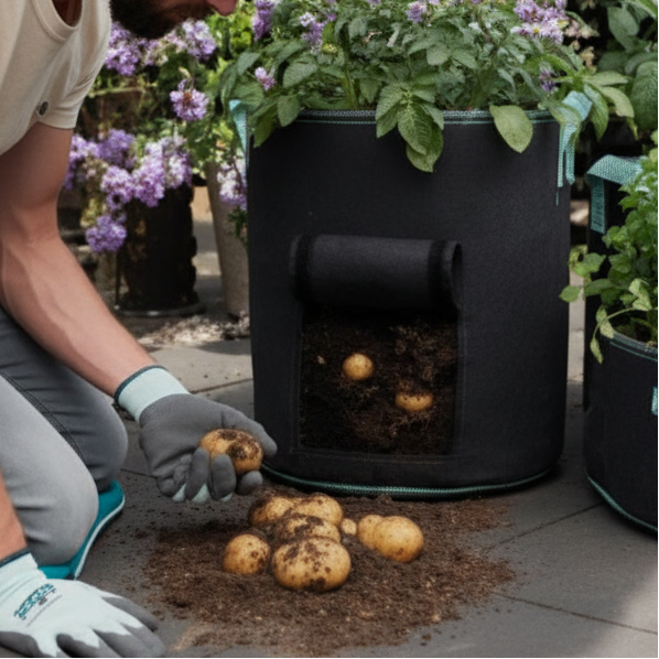 Potato Growing Bag - 5 Gallon Fabric Planter with Harvest Window Black Home & Garden Planters