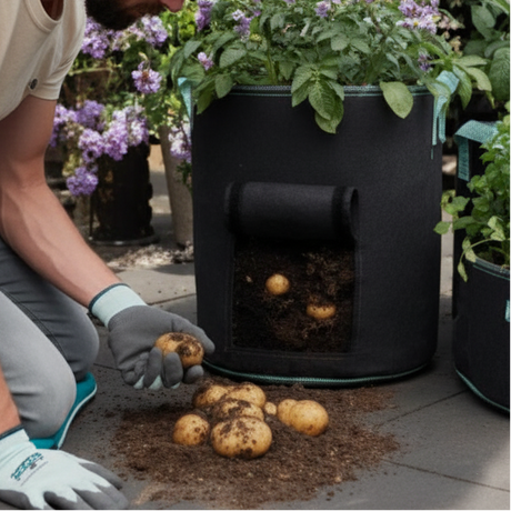 Potato Growing Bag - 5 Gallon Fabric Planter with Harvest Window Black Home & Garden Planters