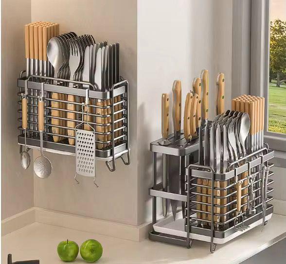 Multifunctional Stainless Steel Cutlery Storage Rack and Kitchen Knife Holder